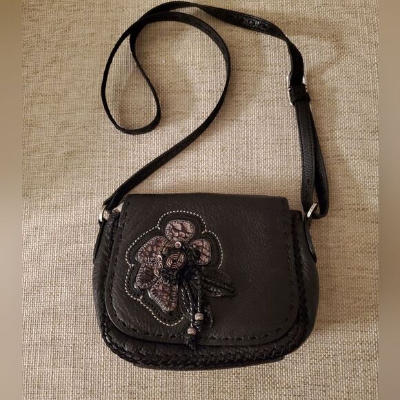 Brighton Jeweled Front Pebbled Leather Crossbody Purse - Picture 4 of 15